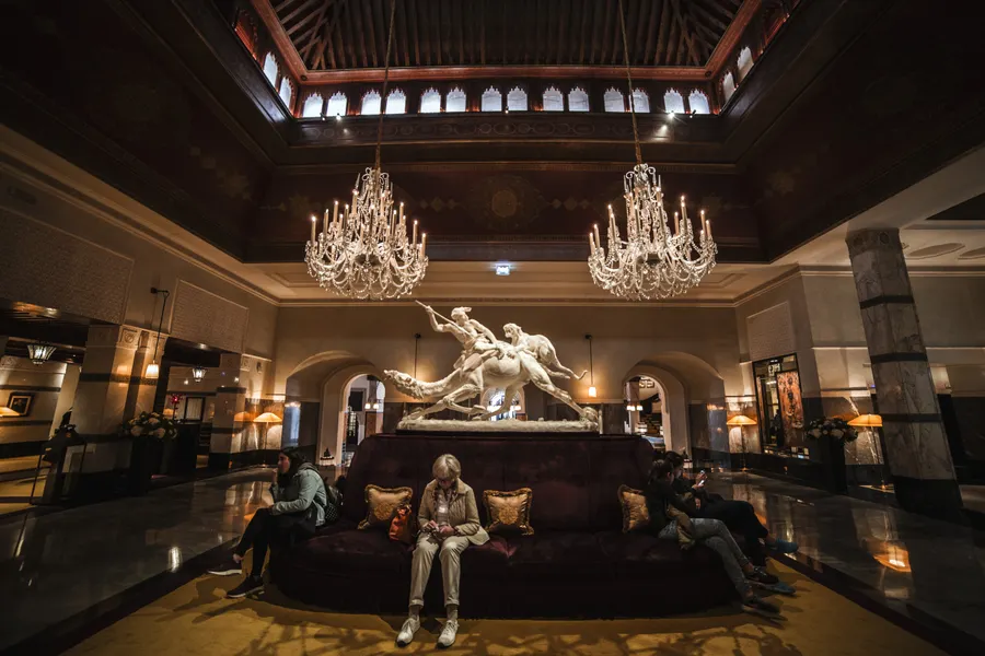 Elegant hotel lobby lounge area