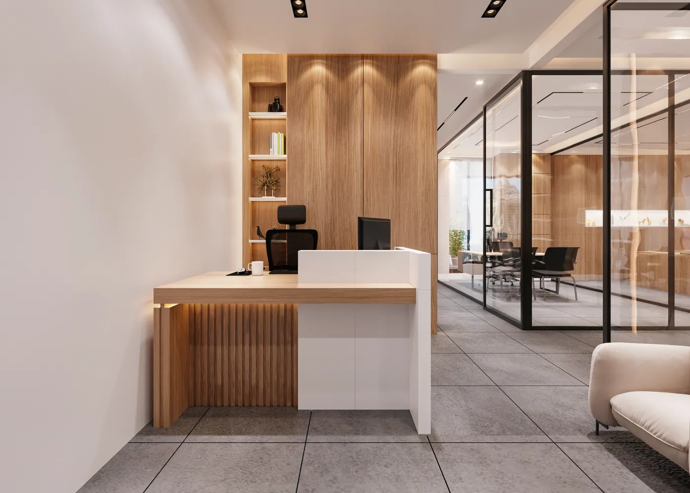 Modern office reception area