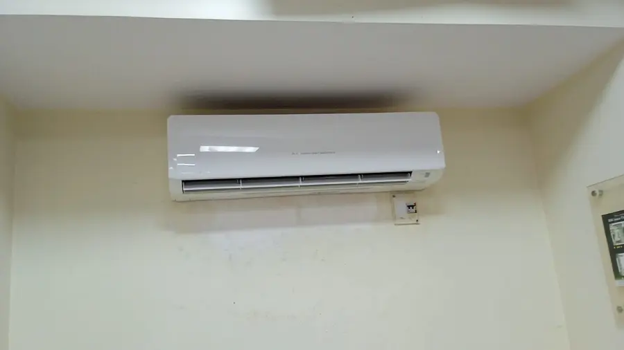 Outdoor VRV condenser units representative of a residential tower installation